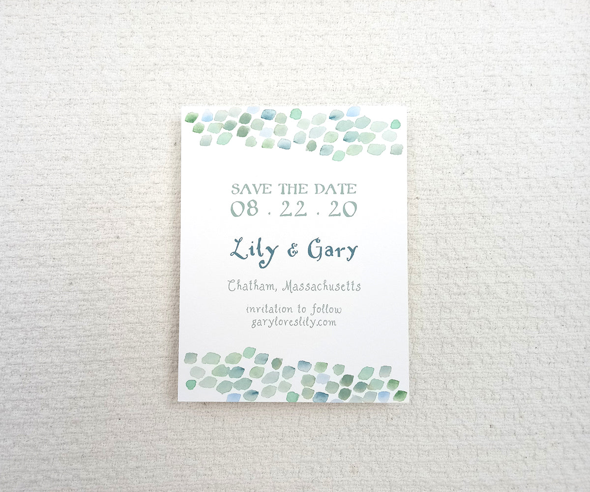 Hot Natalia Painted Spanish Tiles Wedding Save the Date - Sea Glass