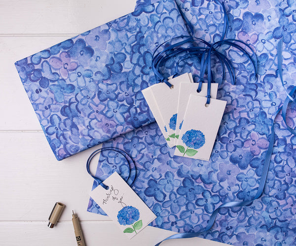 Hydrangea Blooms Gift Wrap Sheets | Floral Wrapping Paper