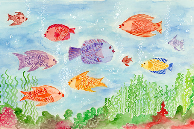 watercolor fish device wallpaper