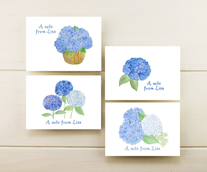 blue hydrangea assortment note cards