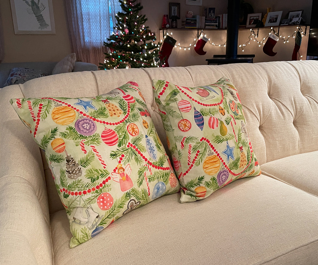 Merry ornaments pillow cover