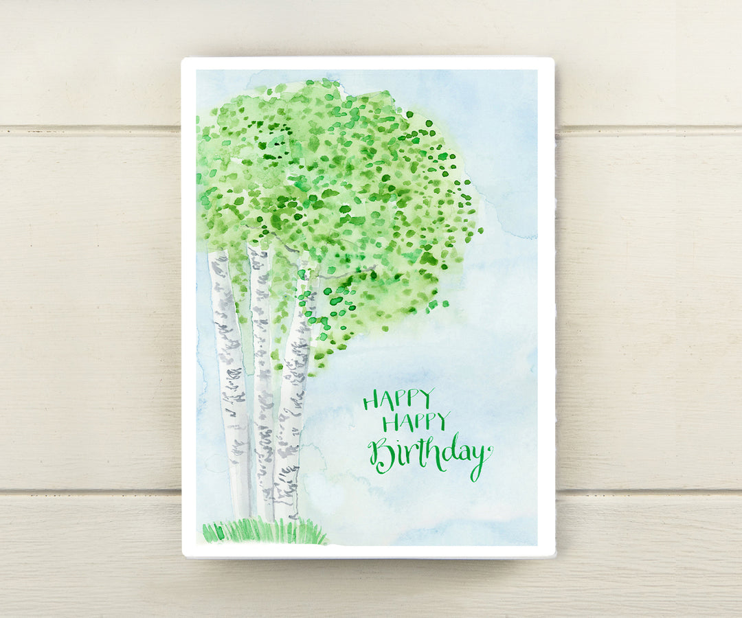 Birches Birthday Card