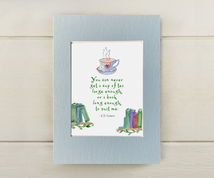 C.S. Lewis Book & Tea Quote Mini Print