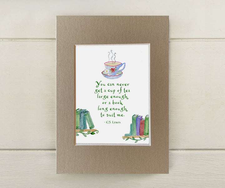 C.S. Lewis Book & Tea Quote Mini Print