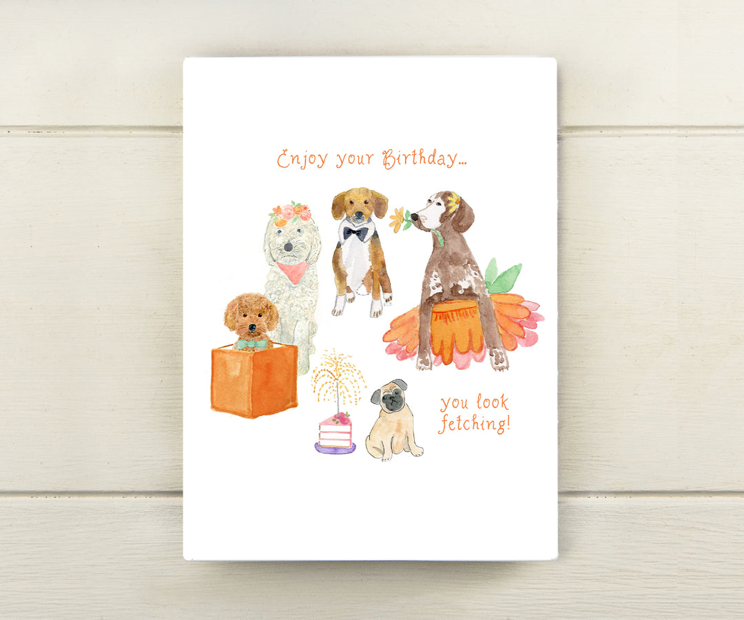 Fetching Dog Party Birthday Card