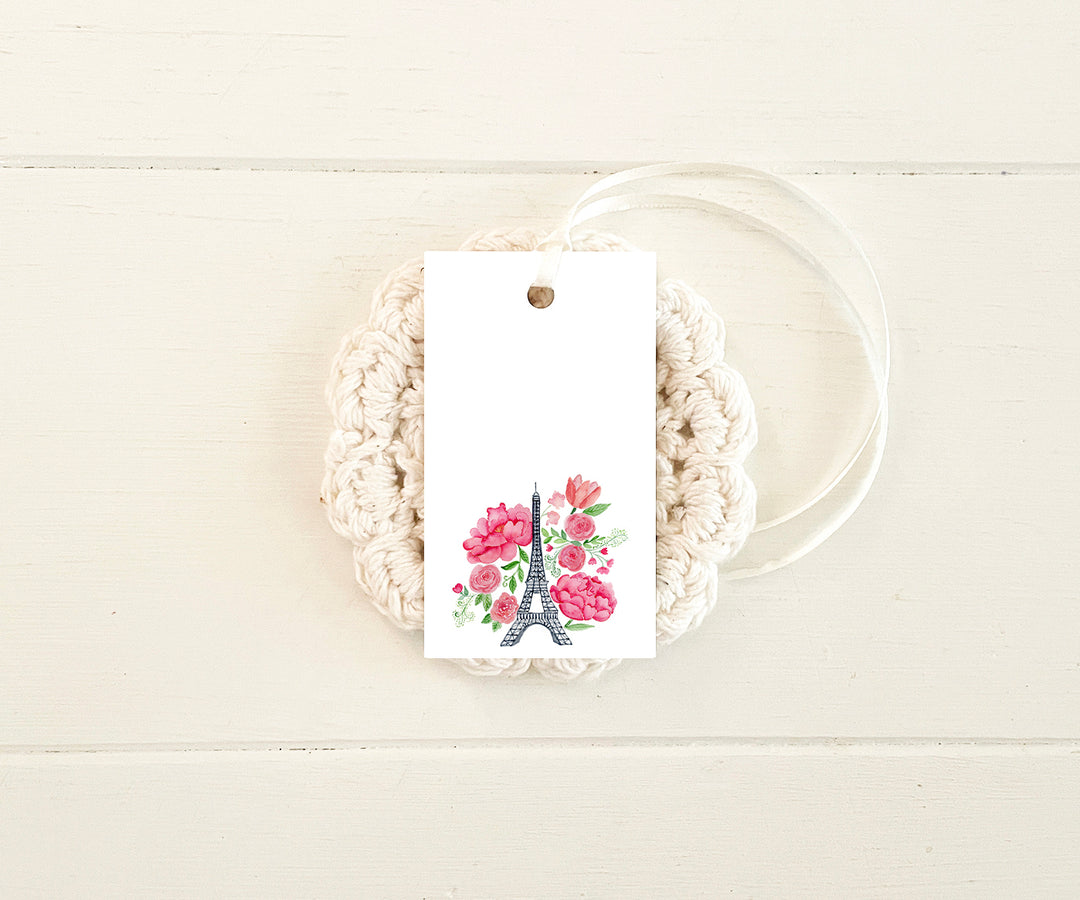 Floral Eiffel Tower Gift Tags