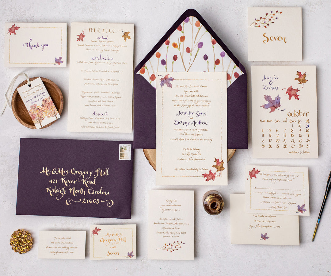 Maple Leaves Wedding invitation suite