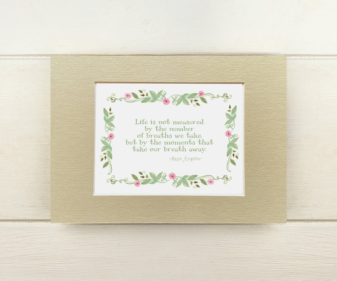 Maya Angelou quote mini print lt green mat