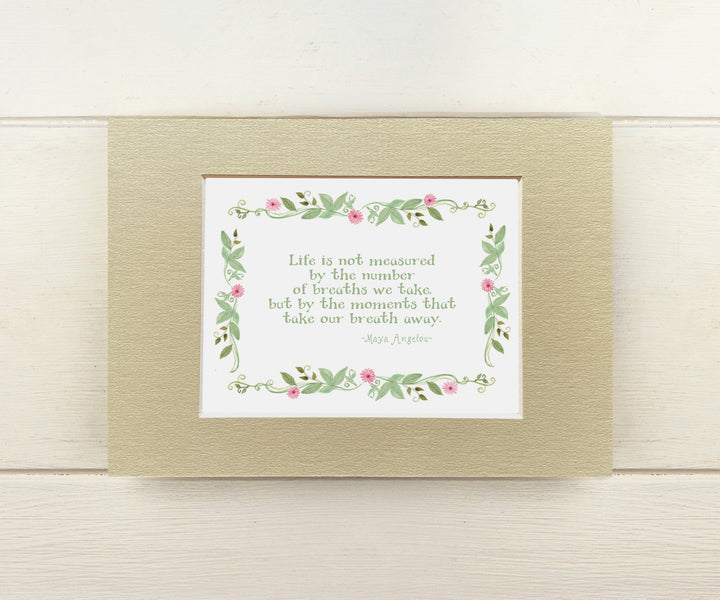 Maya Angelou quote mini print lt green mat