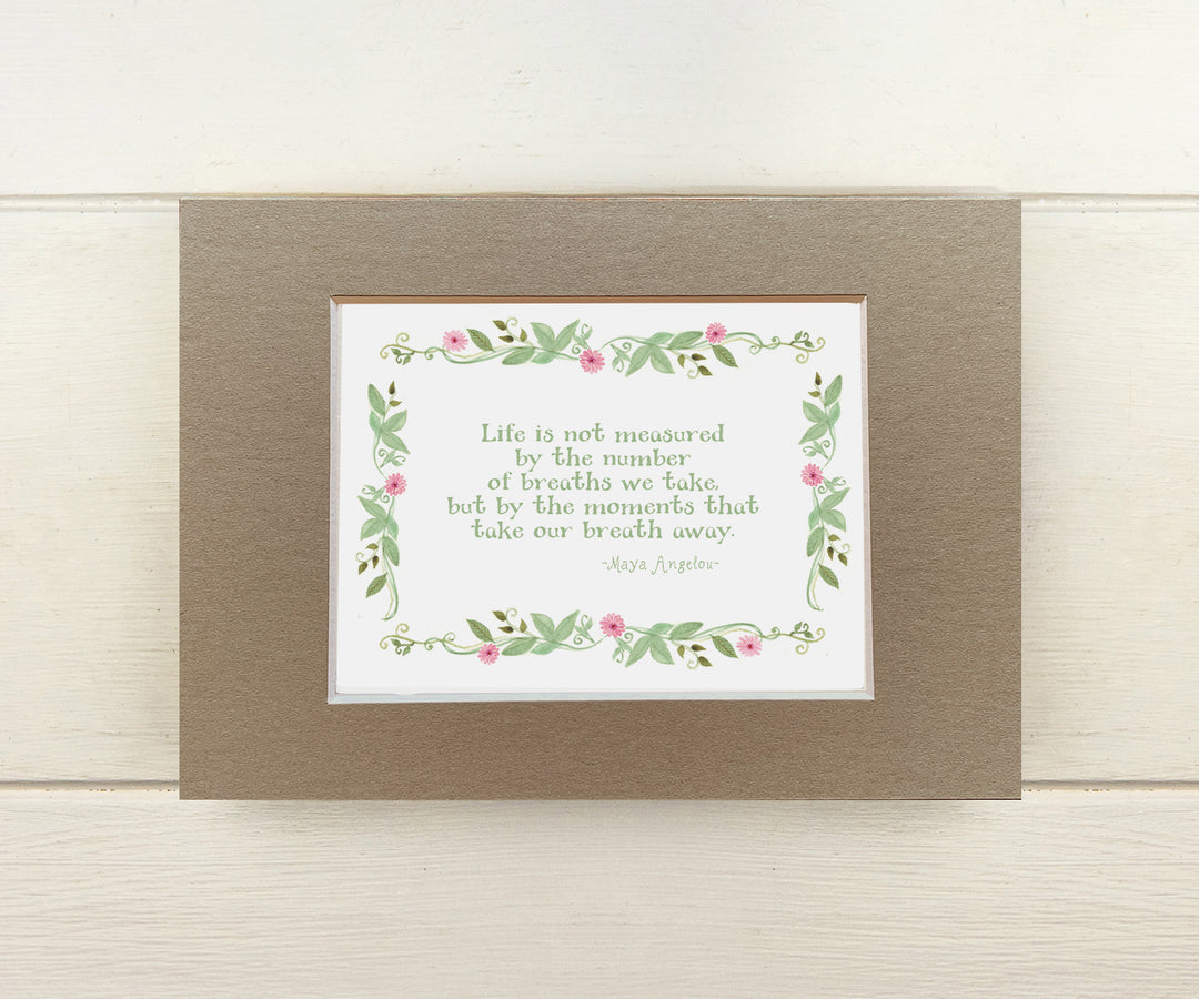 Maya Angelou quote mini print lt green mat