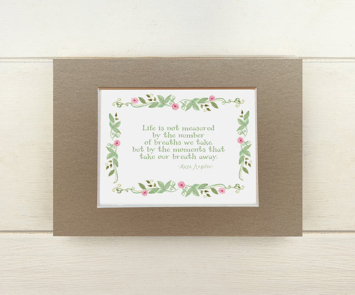 Maya Angelou quote mini print lt green mat