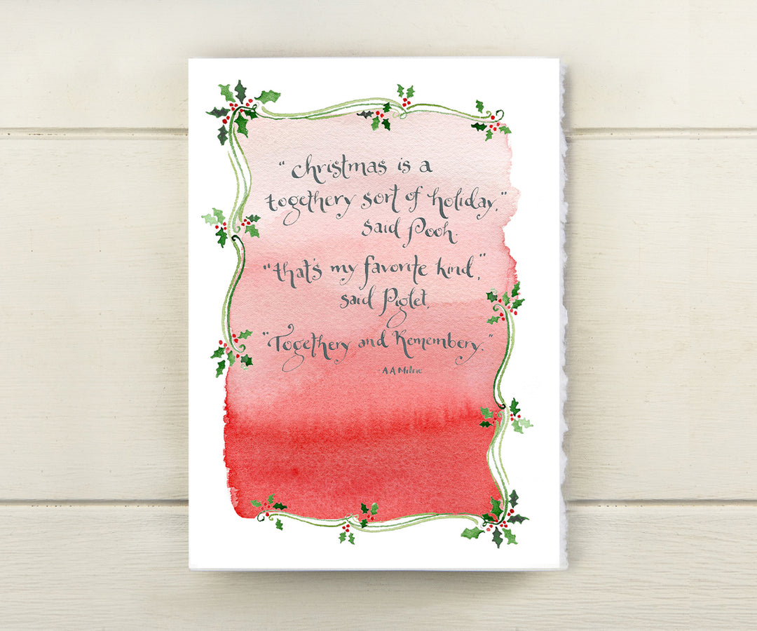 Ombre Pooh quote Christmas card