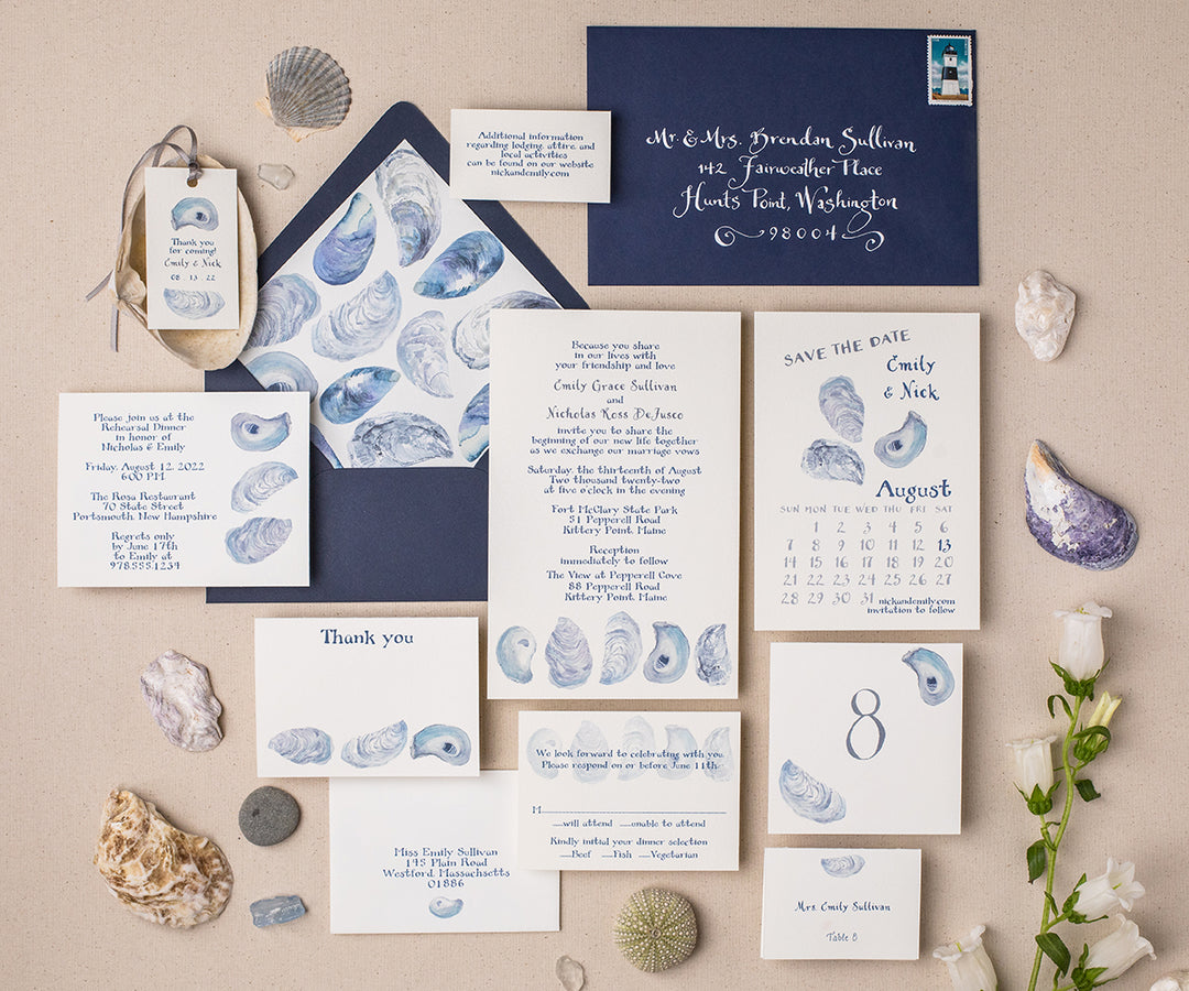 Oyster Bar wedding invitation suite