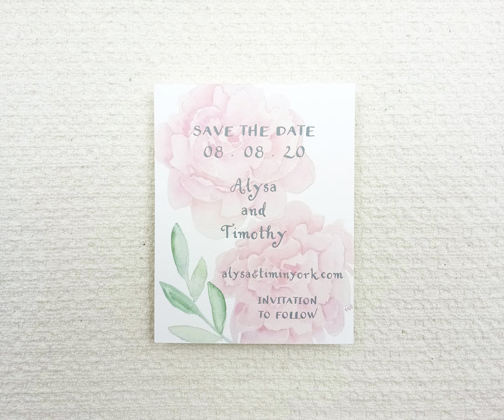 Peonies with Greens save the date