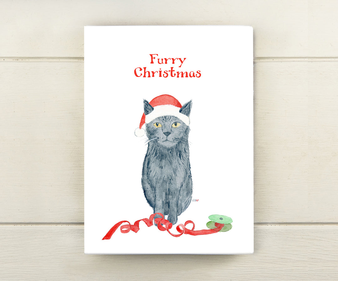 Ribbon Kitty Holiday Card