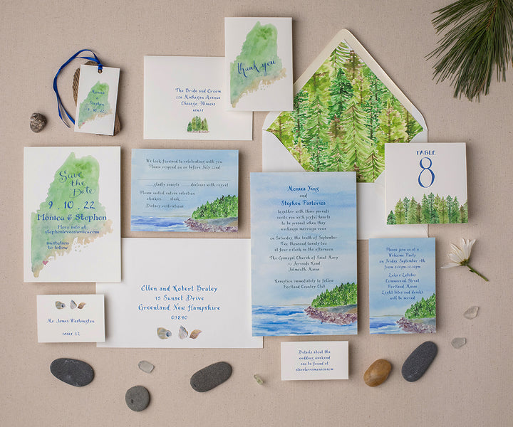 Rocky Shore wedding invitation suite