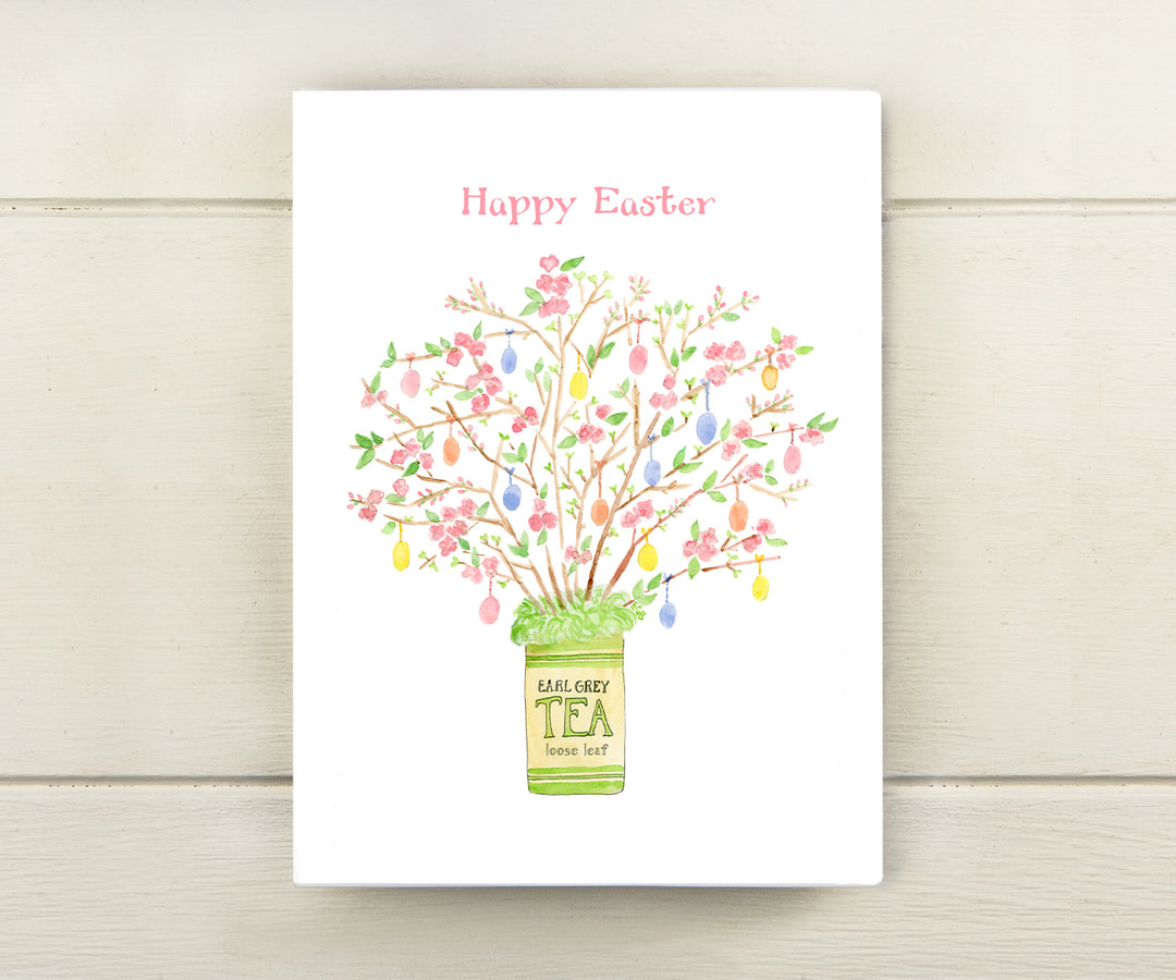 Tea Tin Easter Egg Tree Card