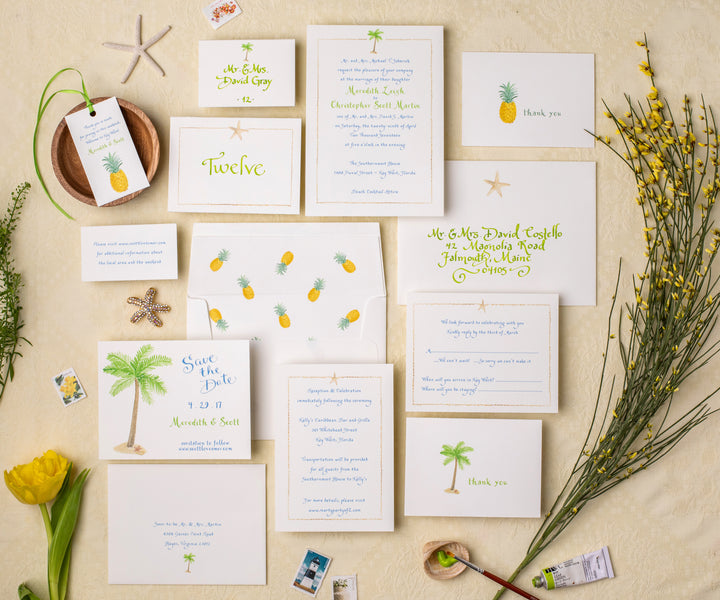 Tropical Melange full wedding invitation suite