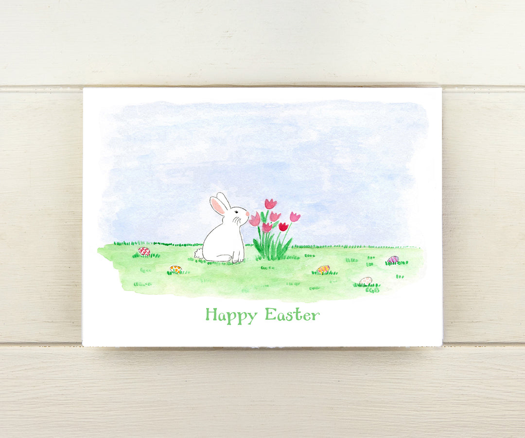 White Bunny Easter Card