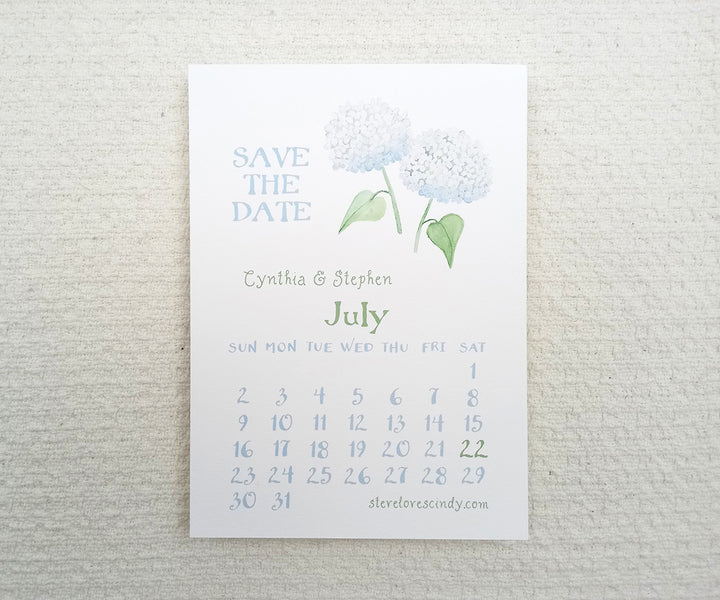 White Hydrangea save the date