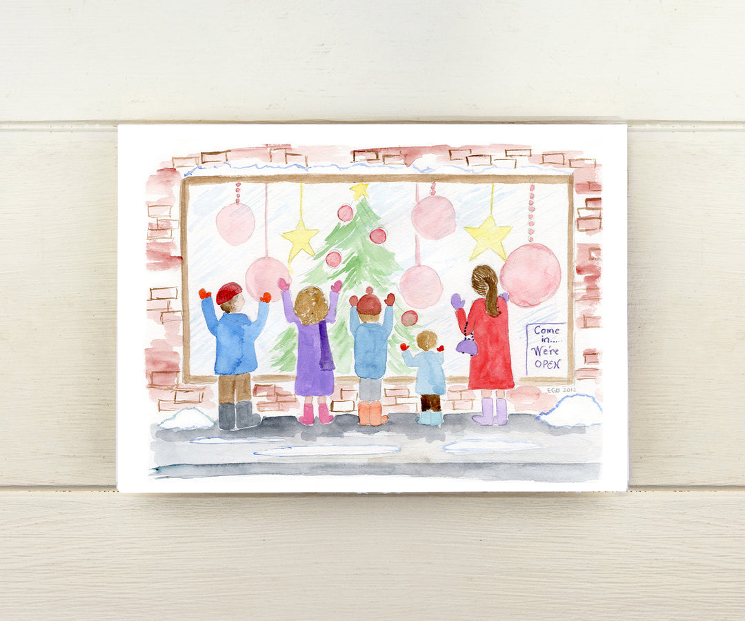 window shoppers Christmas card