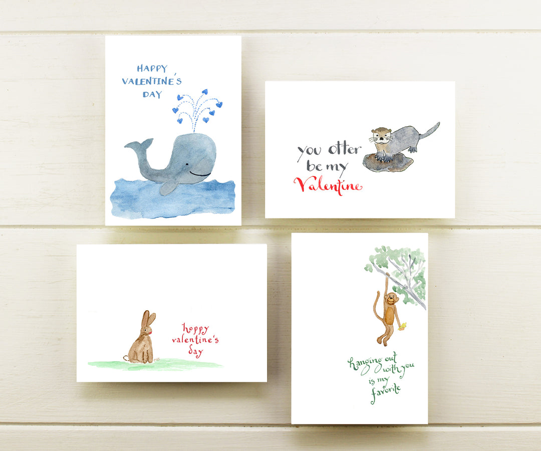 Animal Friends Valentine Note Cards