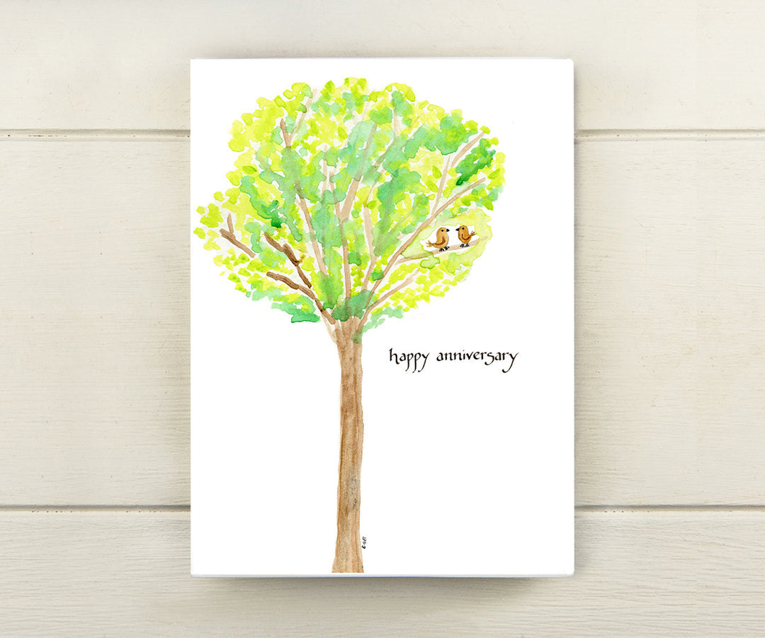 birds in a tree anniversary card