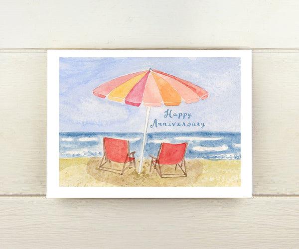 Beach umbrella anniversary card