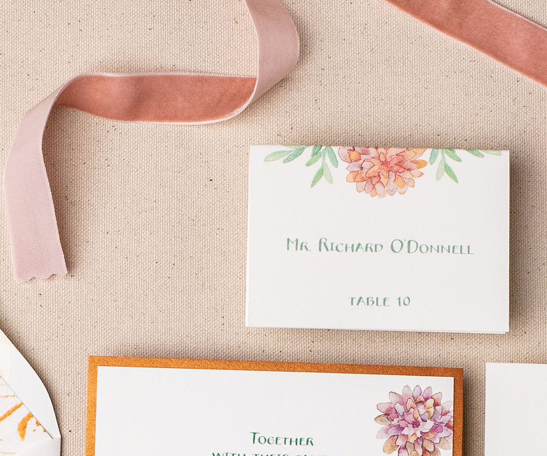 autumn bouquet place card photo by Jenn Bakos