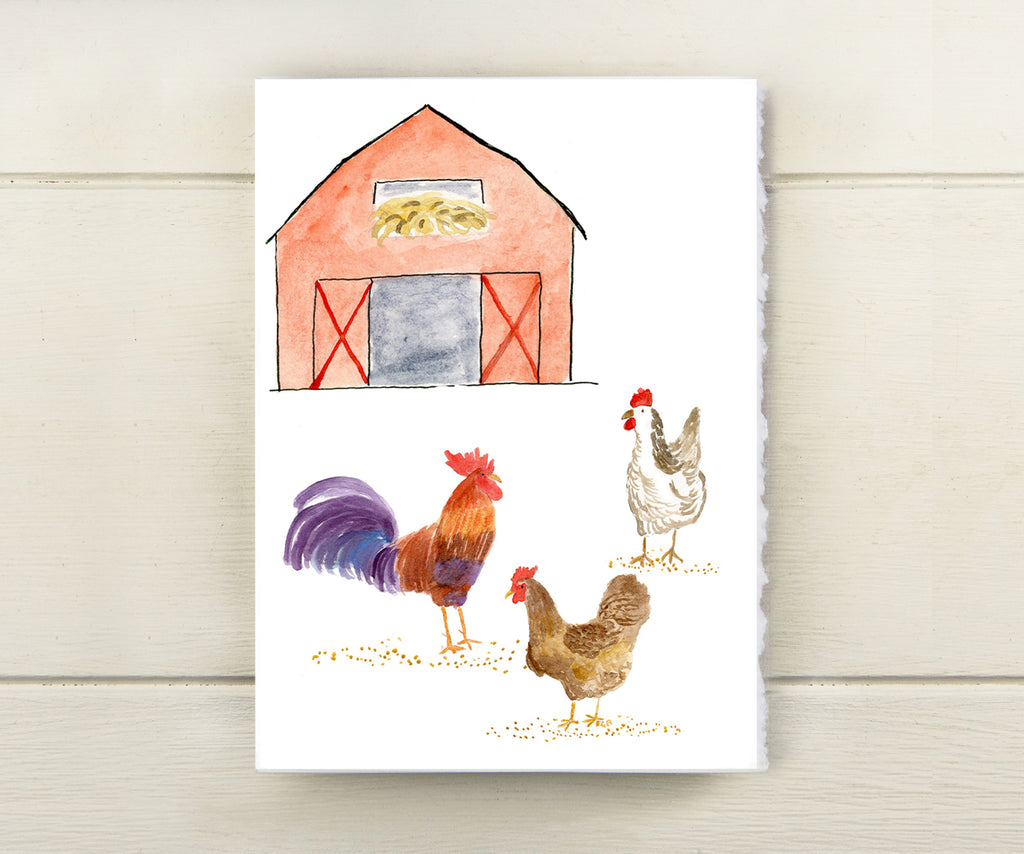 barnyard chickens card