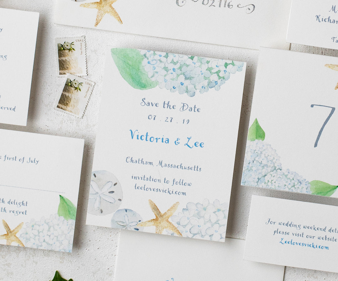 Beach Hydrangea Save the Date