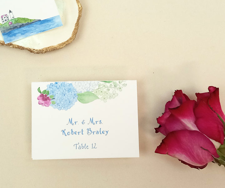 Beach Rose Hydrangea Place Card