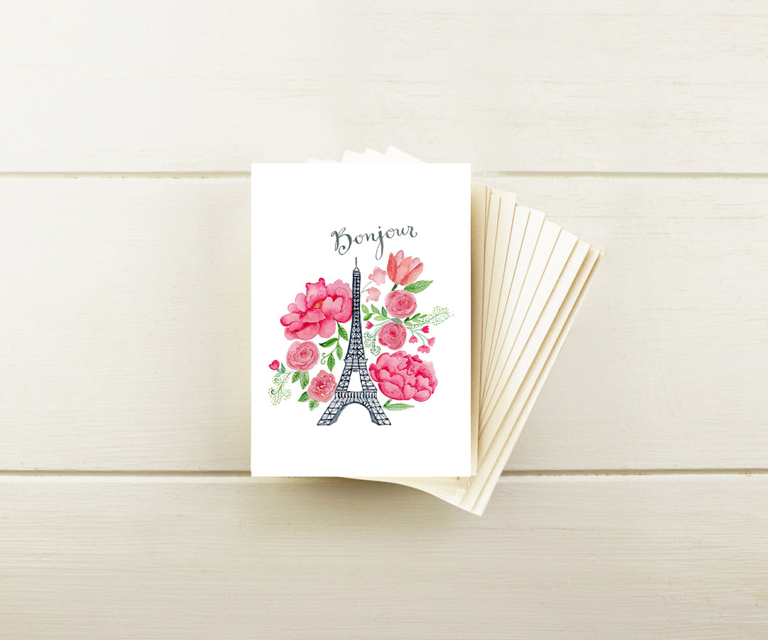 Bonjour Valentine Note Cards