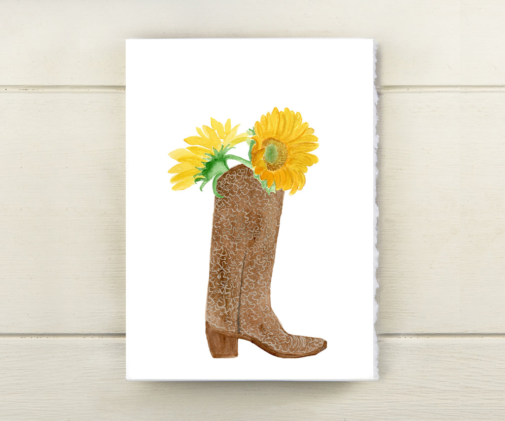 Boot with sunflowers card