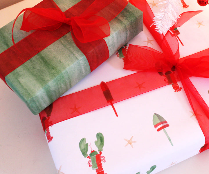 Lobster Holiday 2-Sided Gift Wrap