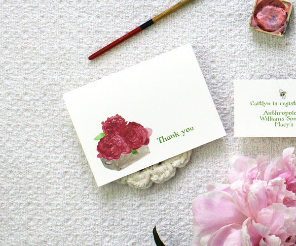 Box of Peonies Thank You Note Cards