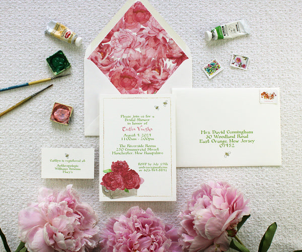 Box of Peonies Bridal Shower Invitation