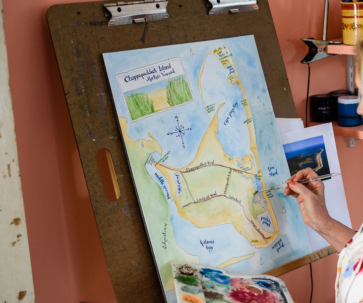 Chappaquiddick Island map in process by Melissa Mullen Photography