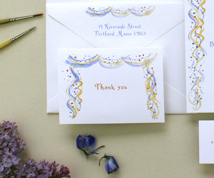 Confetti and Streamers Thank You Note Cards