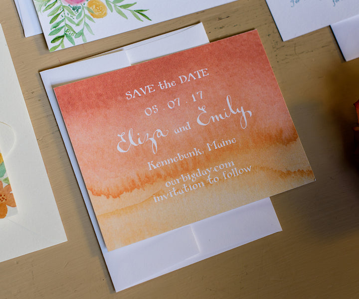 Coral Ombre Save the Date