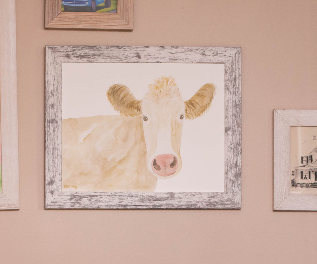 watercolor thoughtful Cow print