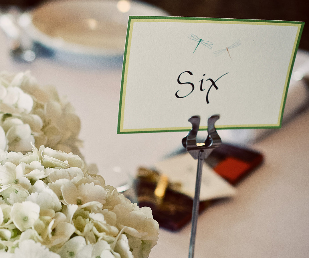 Dragonflies table number Rachel Halsey Photography