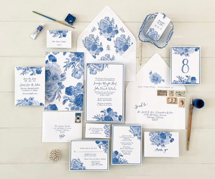 Floral Chinoiserie Wedding Invitation