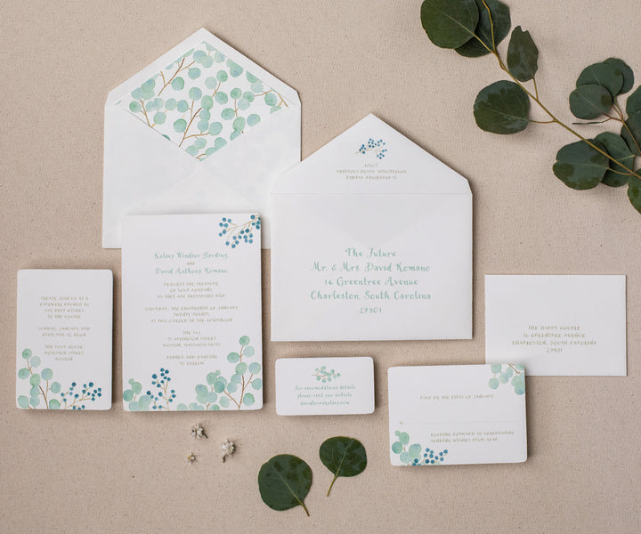 Eucalyptus wedding invitation