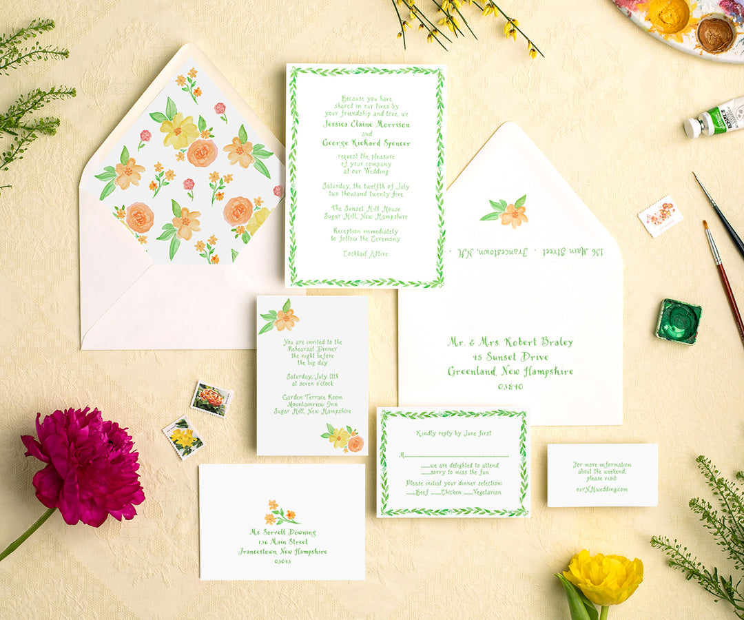 Leaf Border wedding invitation