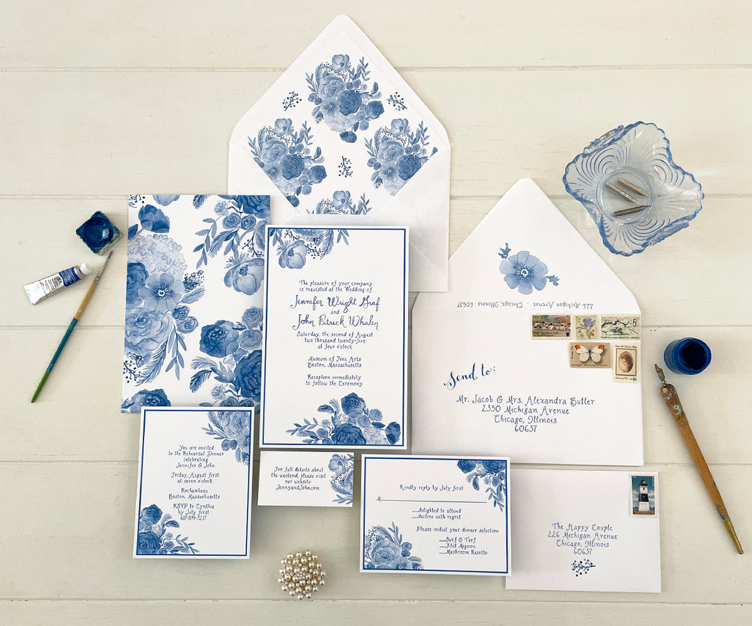 Floral Chinoiserie Wedding Invitation