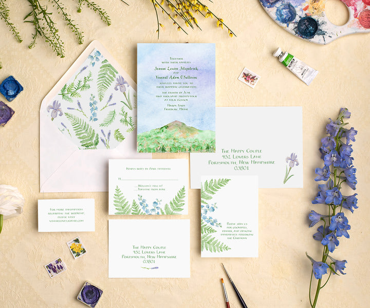 Spring Mountain wedding invitation suite