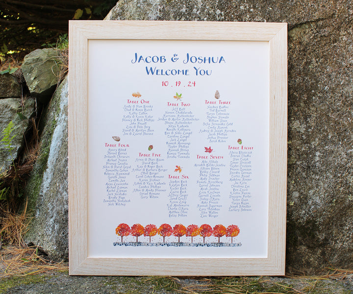 Foliage trees wedding seating chart