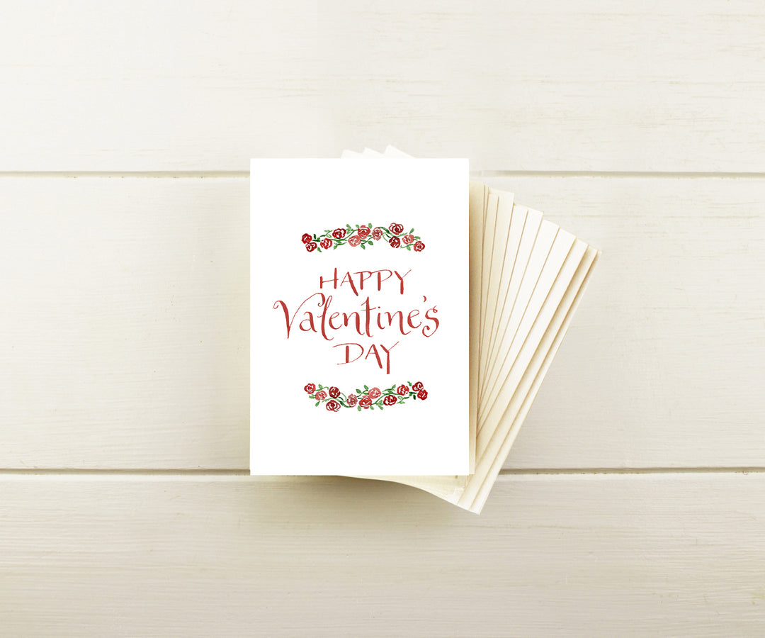 Floral Border Valentine Note Cards