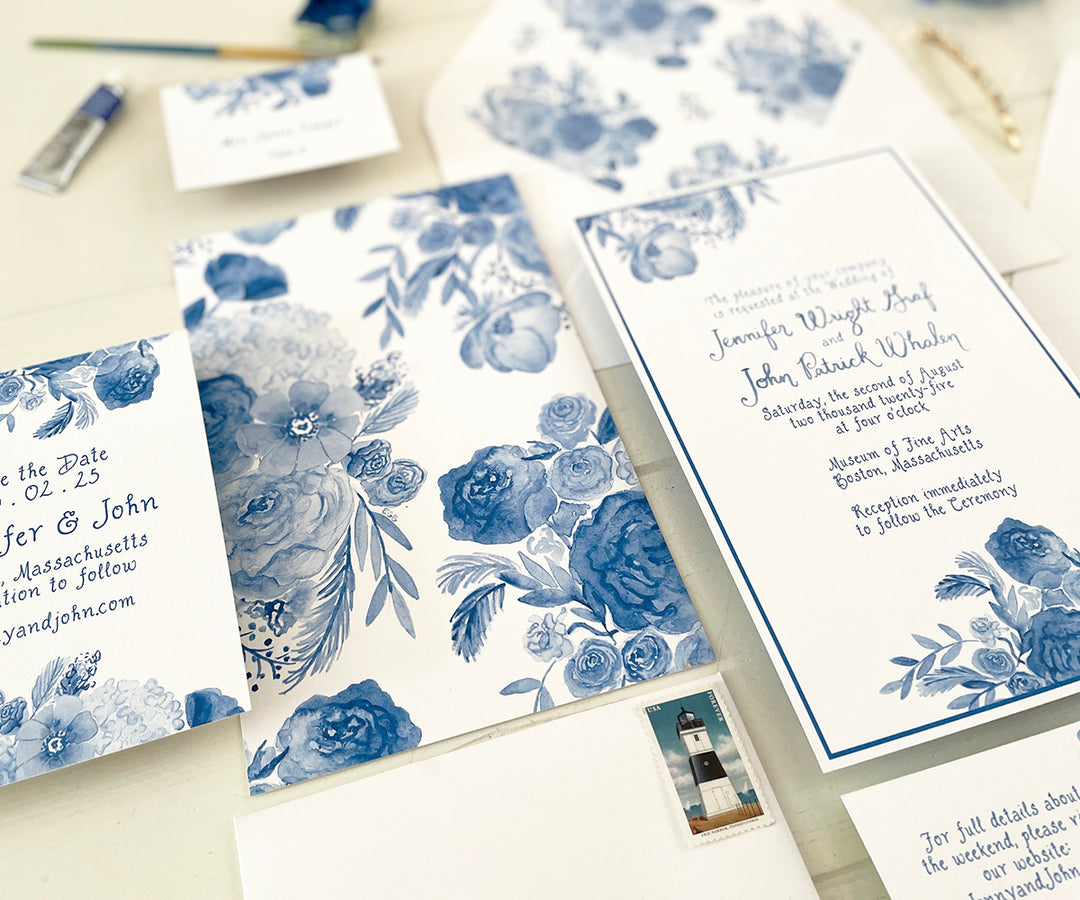 Floral Chinoiserie Wedding Invitation